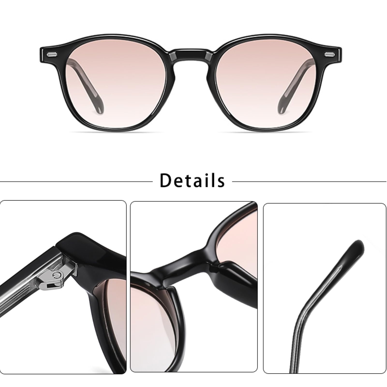 Gafas de Sol Redondas Polarizadas Tr90 Patas Núcleo Metal Uv400 Pesca Al Aire Libre 3 Piezas Conjunto Completo Regalo Viajes Uso Diario-c03-c08-c09