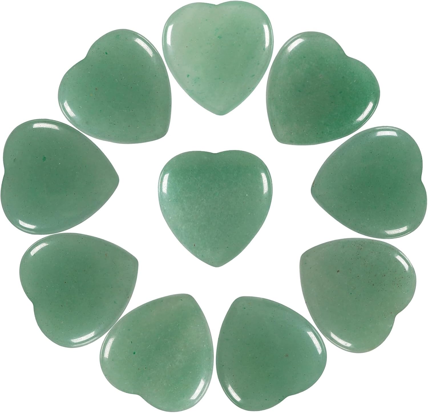 SUNYIK Pack of 10 Heart Shaped Rose Quartz Cabochons CAB Flatback for Jewelry Making, Polished Love Heart Crystal Stone Flat Back Cabochons for DIY Art Project