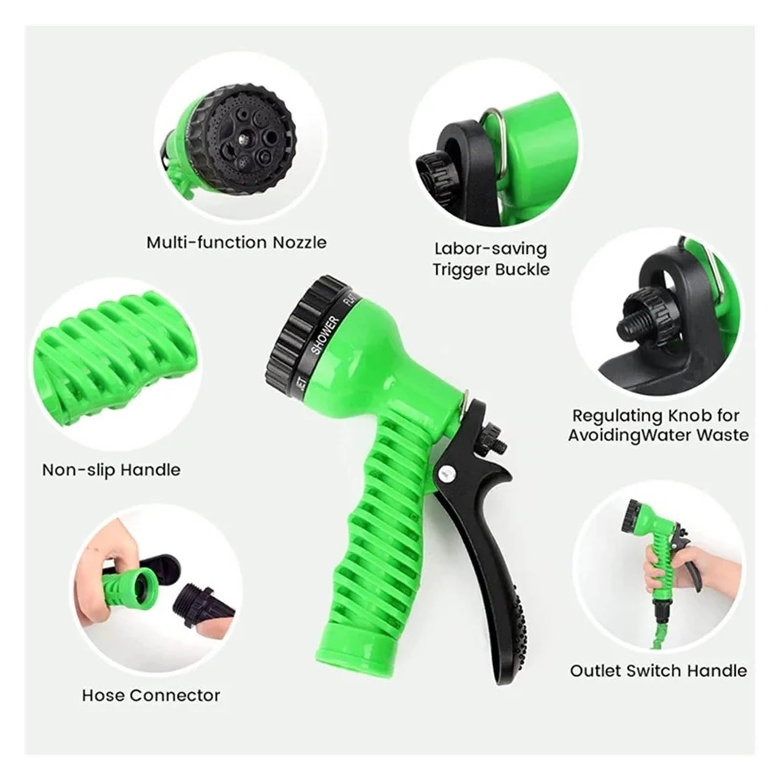 Juego de mangueras de jardín extensibles Nueva manguera mágica de alta presión for lavado de autos, funciones de rociado de agua, anticongelante y a prueba de explosiones, manguera for jardín doméstic