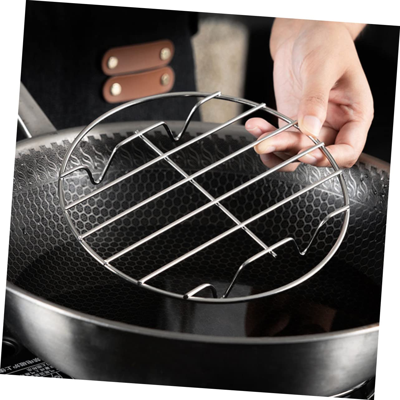 HEMOTON Griglia Per Vapore In Acciaio Inox 304, Supporto Rotondo Per Pentole E Friggitrice Ad Aria - Cottura Sana E Uniforme - 4
