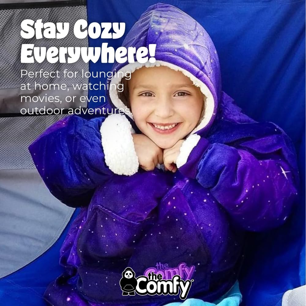 THE COMFY Original Jr for Kids | Oversized Sherpa Fleece Wearable Blanket with Hood & Pocket | Seen on Shark Tank - Image 6