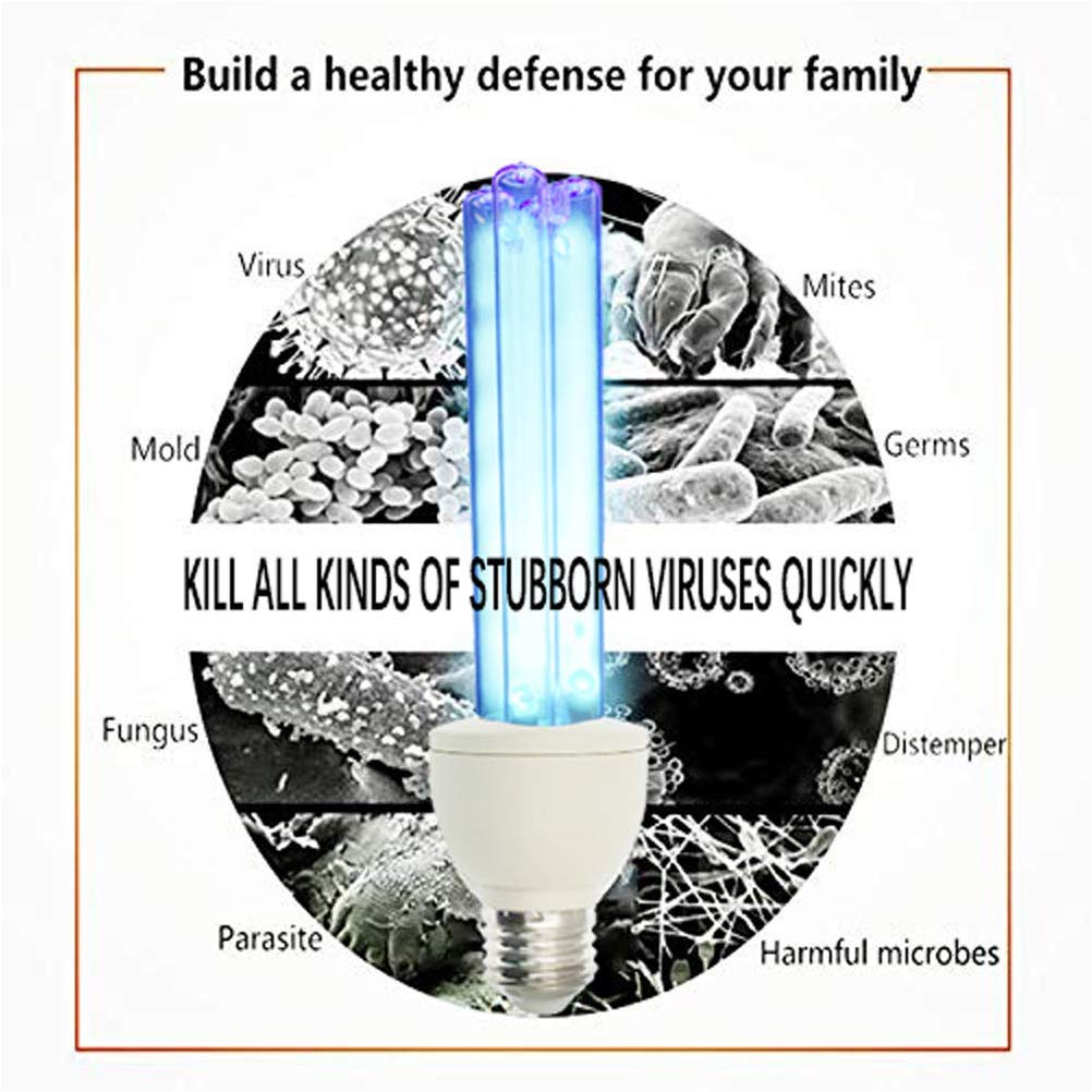 Luce germicida UV, Sterilizzatore per disinfezione disinfezione lampadina germicida a luce ultravioletta Uccidere acaro della polvere, 20W E27 Base a vite Lampada al quarzo senza ozono UVC
