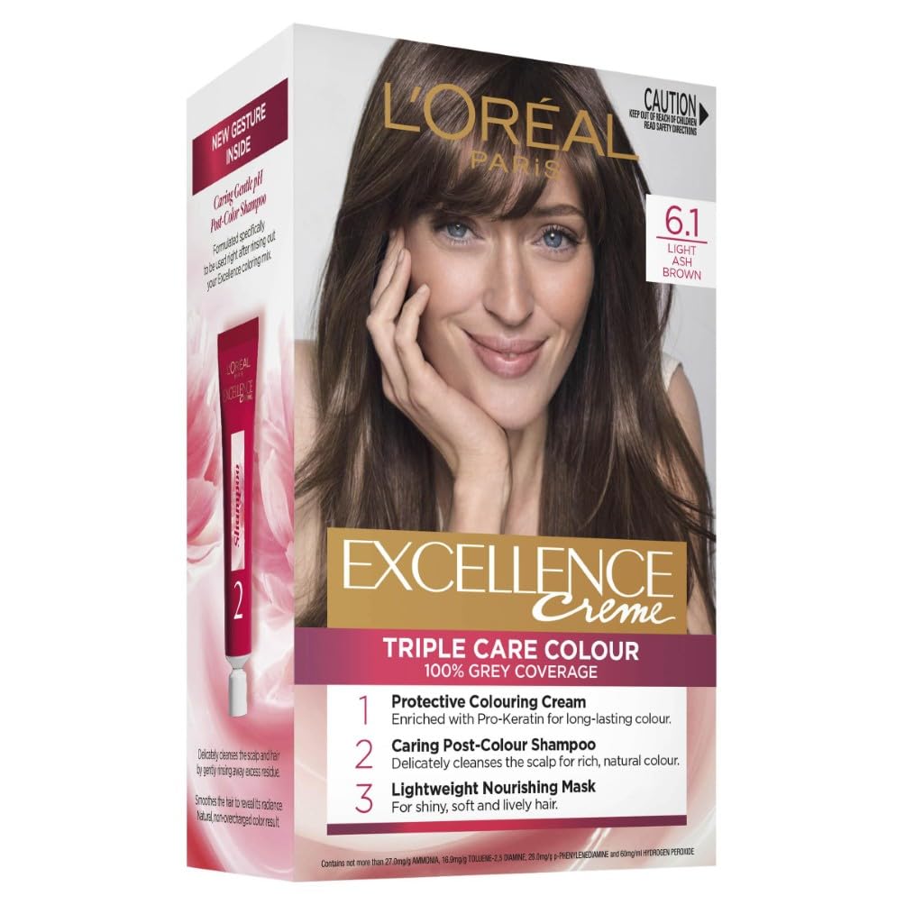 L'Oréal Paris, Permanent Hair Dye, Strengthening & With Up To 100% Grey Coverage, Excellence, Light...