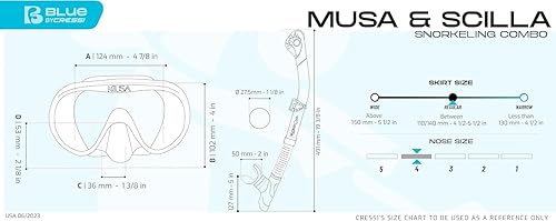 Miniatura 5 de Cressi Máscara de esnórquel cómoda de una sola lente para adultos y snorkel seco - Musa & Scilla Made in Italy