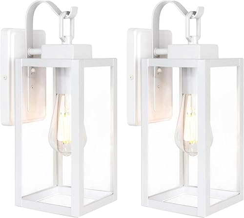 LIT-PaTH Farol de pared para exteriores, aplique de pared como accesorio de iluminación de porche con una base E26 máximo de 60 W, carcasa de metal