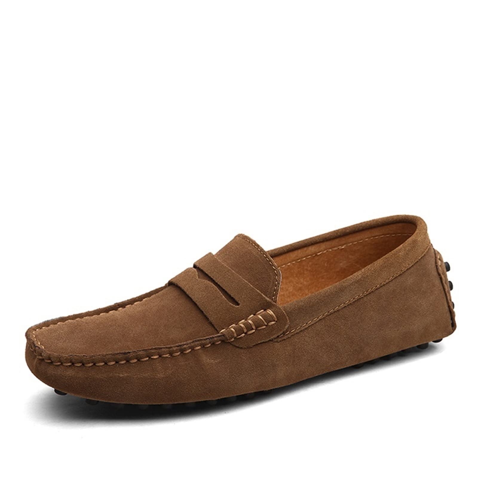 Lrfvadw Unisex Brown Formal Shoes For Men Spring And Autumn Soft Men's Loafers Flat Warm Large Size Shoes Slip-On Casual(,14)
