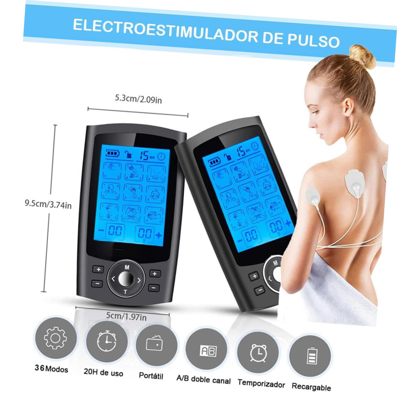 36 Modos para Masaje Muscular y Alivio Cervical, Kit de Fisioterapia 8 Electrodos para Hombros y Cuello en Casa o Spa