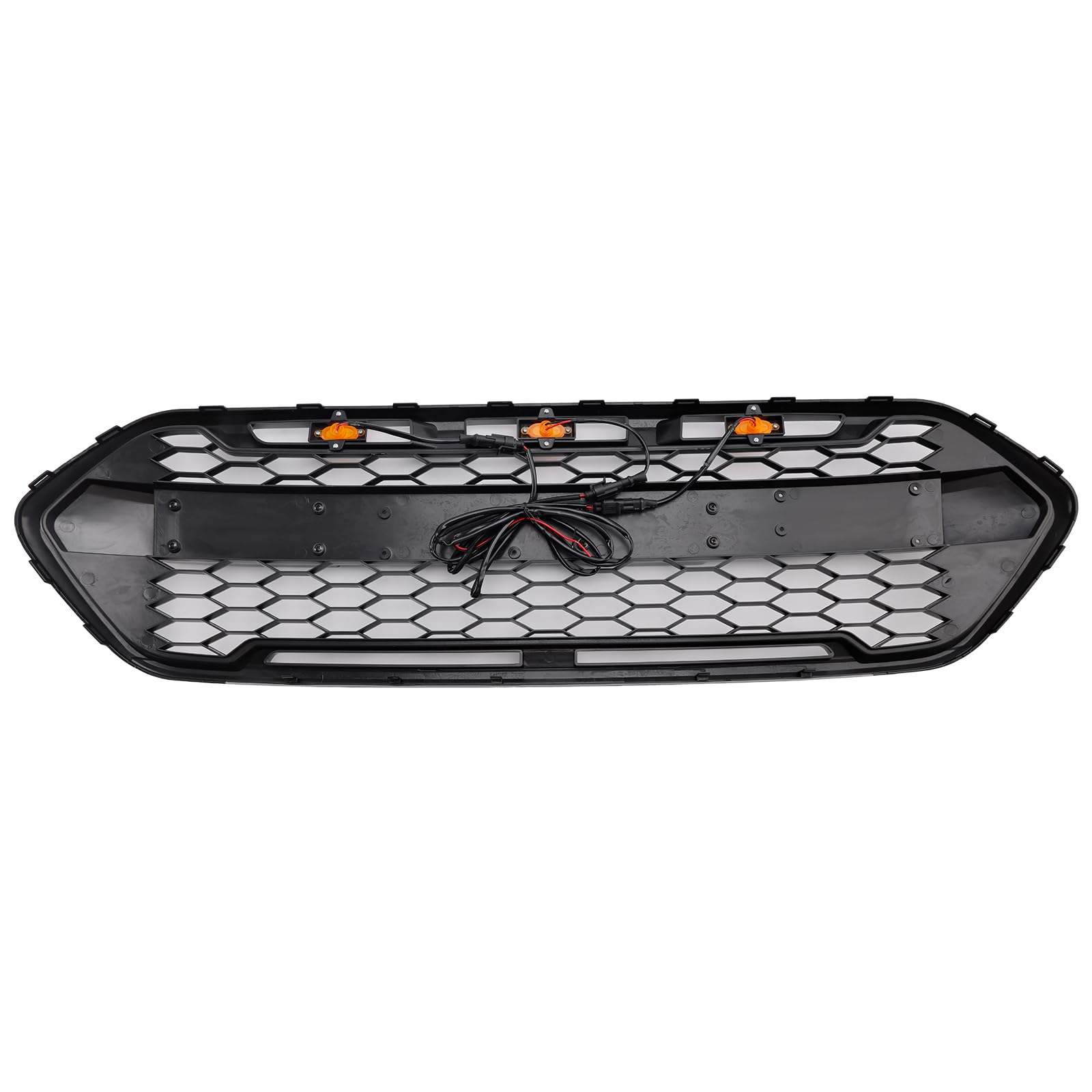 Griglia paraurti anteriore Gloss Black Front Bumper Grille Fit for Ford Transit Custom Trail 2018-2023 3LED (No Logo)