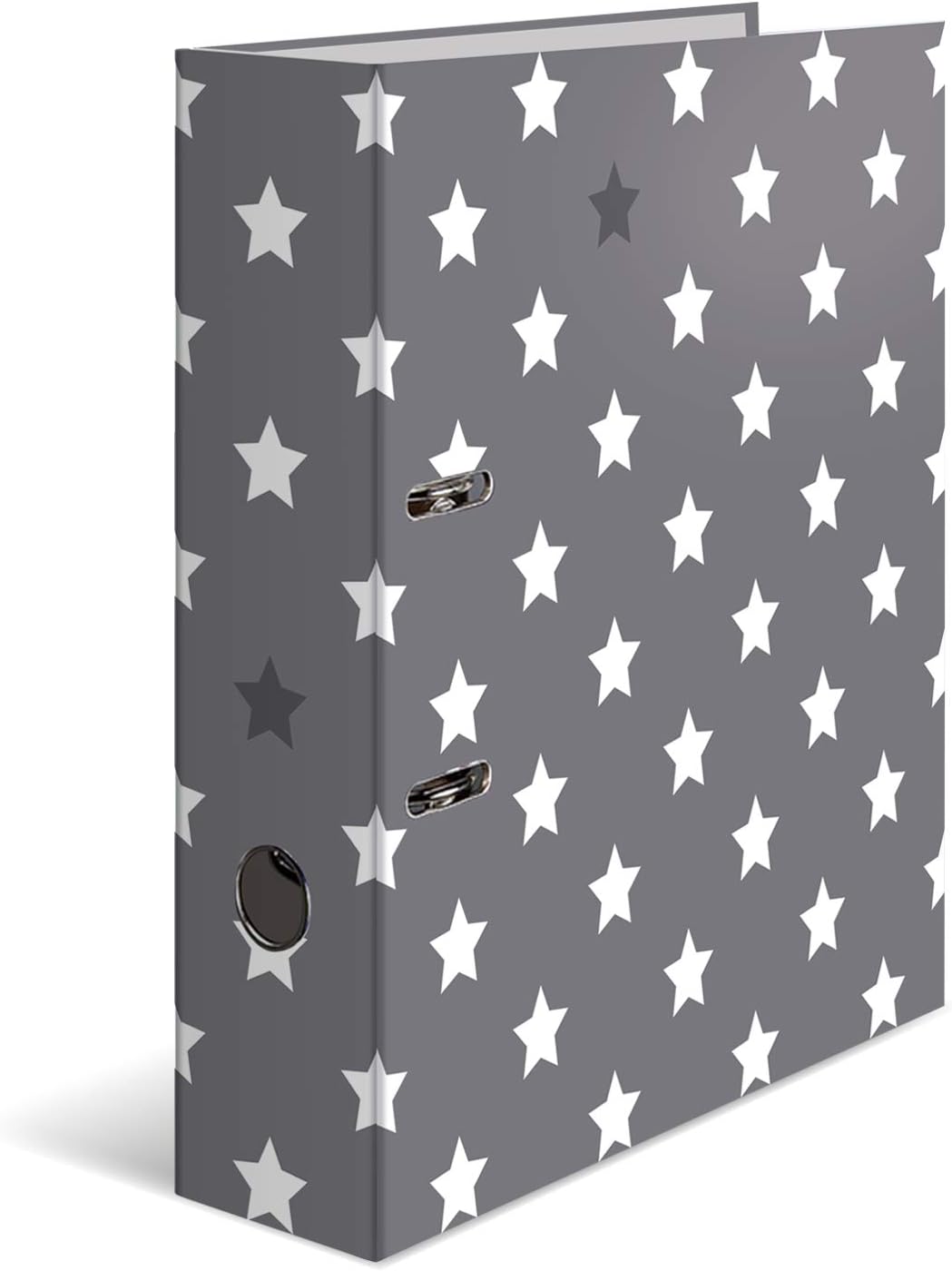 HERMA Lever Arch File Stars with Grey with White Stars Motif, A4, 70 mm Spine, with Inner Print
