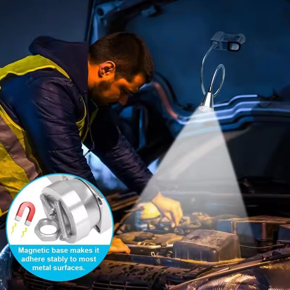 LED BBQ Grill Licht, Beleuchtung mit Magnetischer Basis und Einstellbare Schraubenklemme - Flexibler 360 -Grad -Schwanenhals