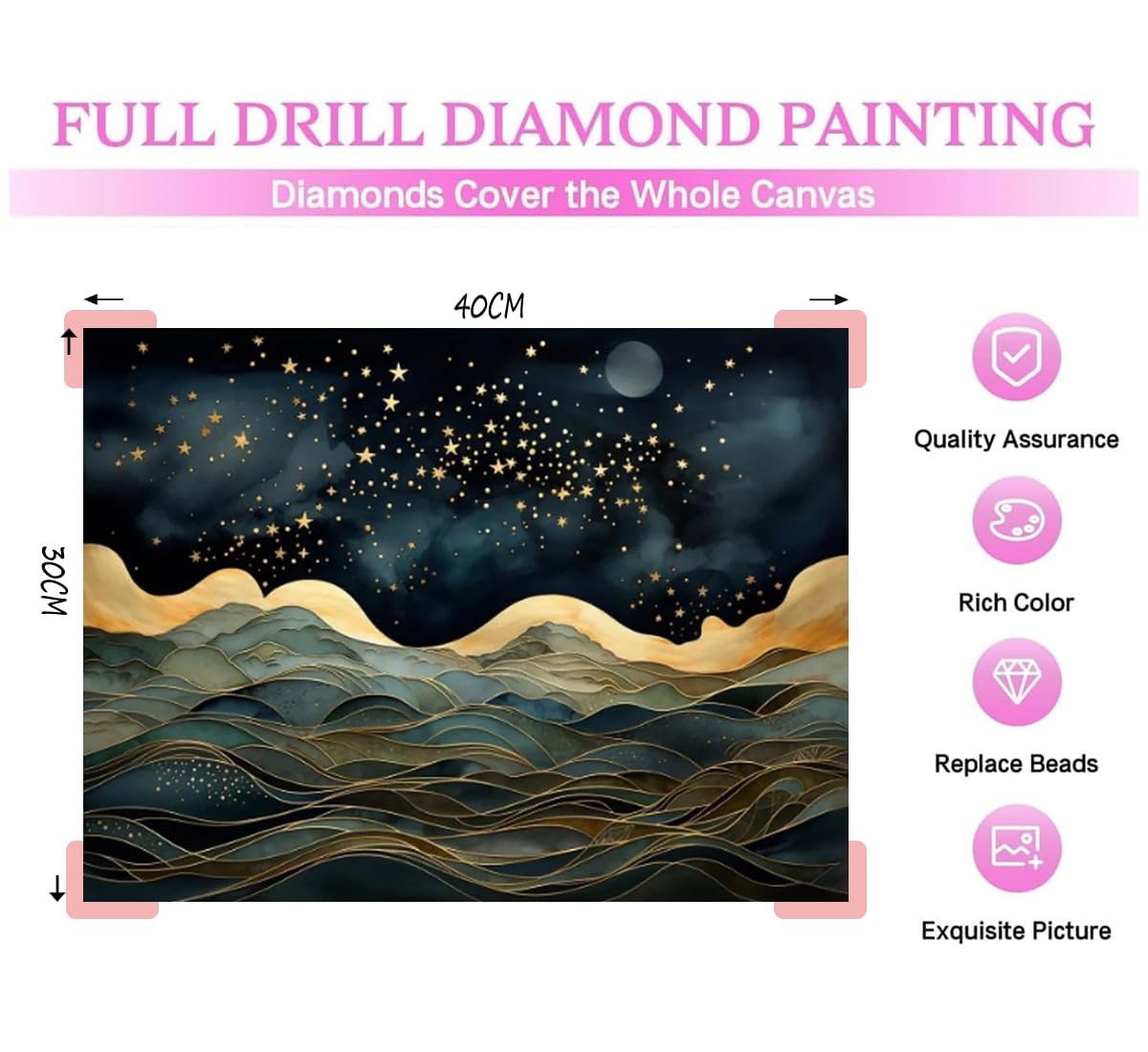 DIY paesaggio Diamond Painting Kit Completo, Diamond Painting Città Pittura Diamante Bambini 5D, Hobby Creativi Adulti Diamantini Crystal Art, per Decorazione della Parete casa, Regali 35x50cm S2-124