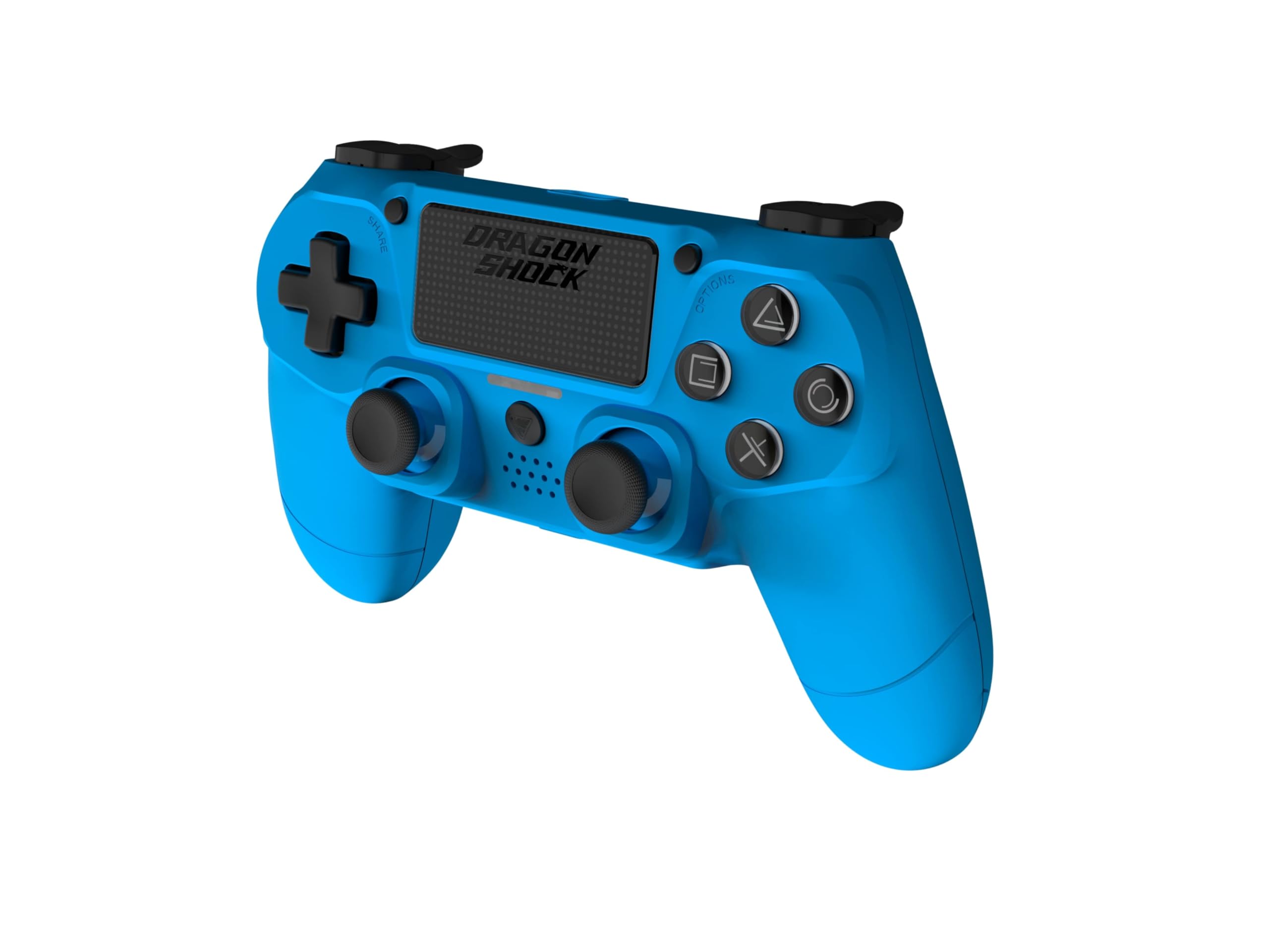 DragonShock Mizar Manette Sans Fil pour PS4 – Contrôleur Bluetooth Compatible PC & PS3 – Double Vibration, Batterie Rechargeable – Bleu