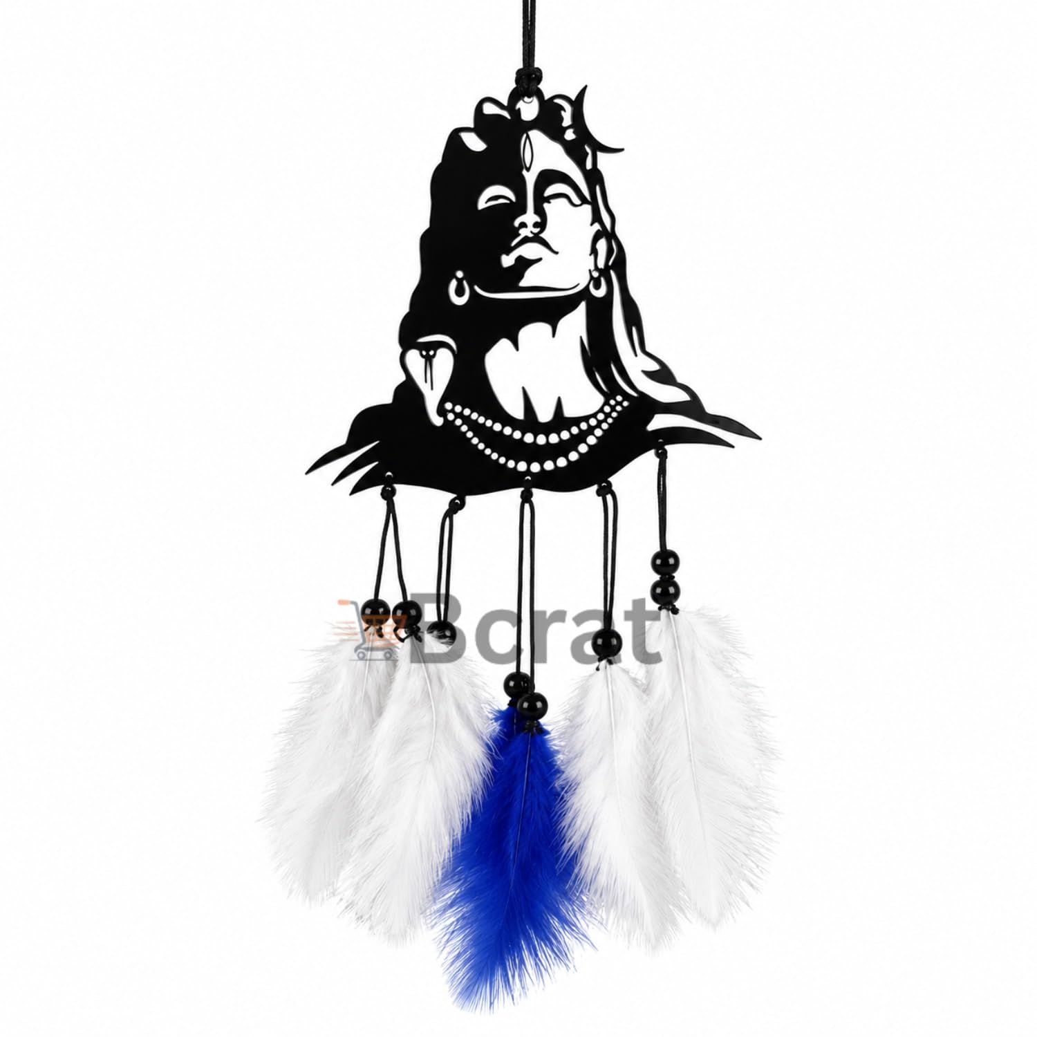 Sacred Lord Shiva Metal Dream Catcher Hanging Ornament with Elegant White & Purple Feather Tassels for Car Rear View Mirror, Home, Office, Temple, Meditation Space Decorative Spiritual Gift|Pack of 1-picture-11