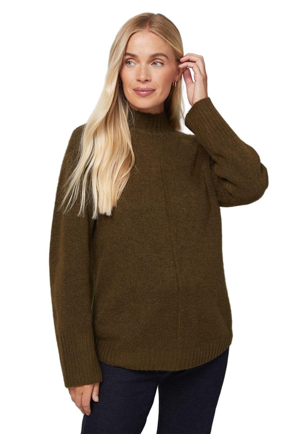 Wallis Petite Curved Hem Cosy Jumper, L, Khaki