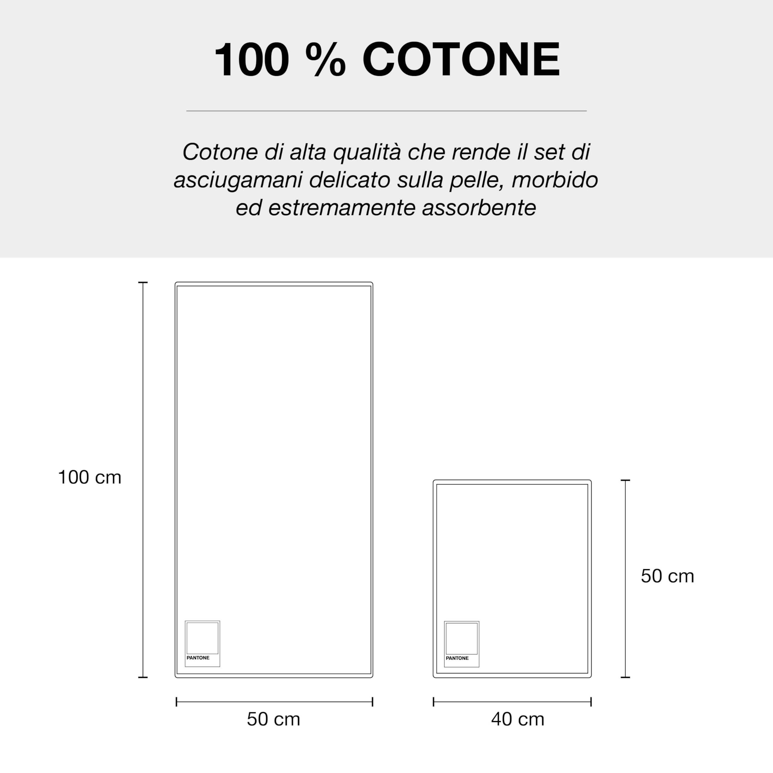 PANTONE™ - Asciugamani Bagno Viso e Bidet Spugna Puro Cotone 100% Certificato OEKO-TEX, 2 Set Asciugamani Bagno 50x100 e 40x50 Morbidi e Assorbenti anche come Asciugamano Palestra, Ottanio e Vaniglia