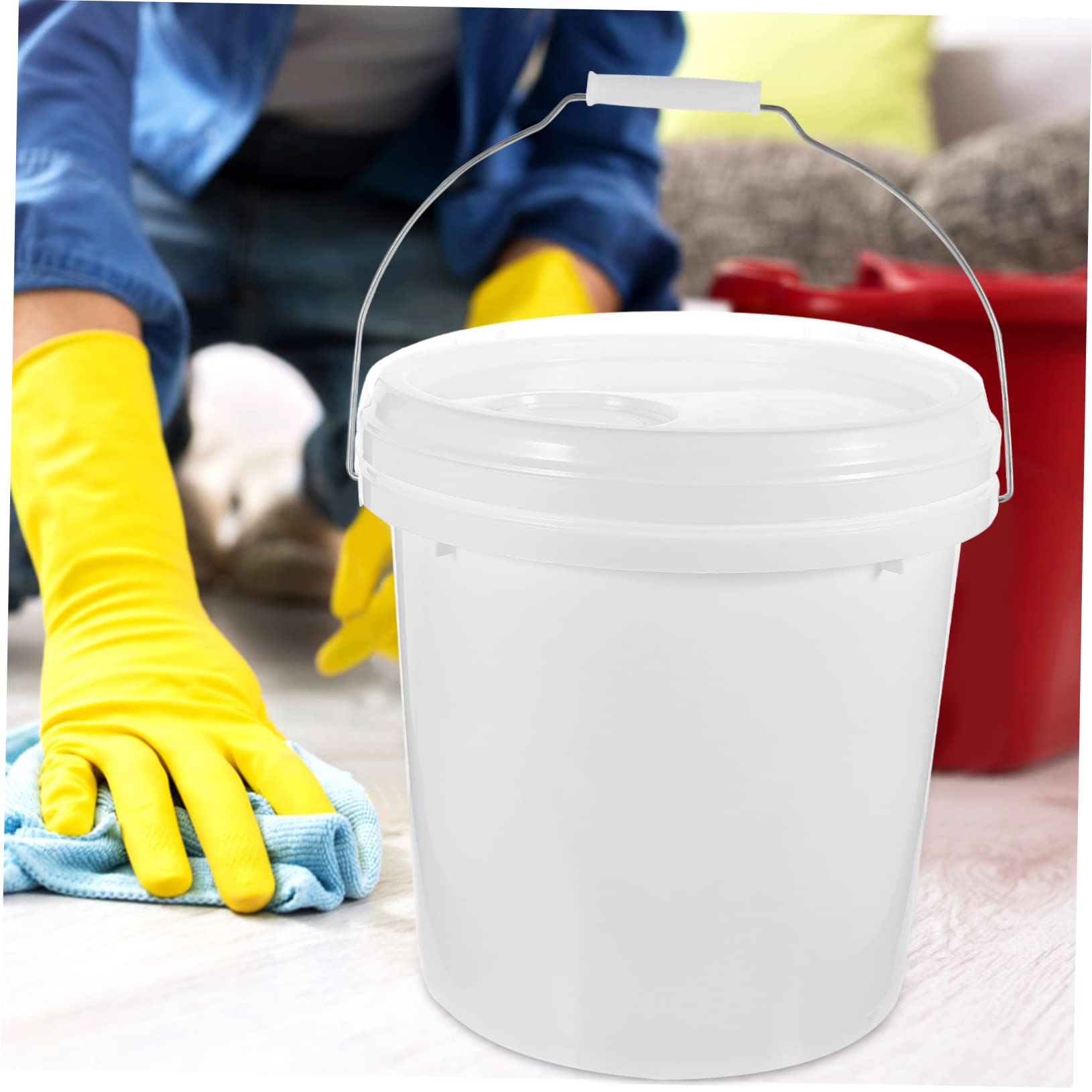 POPETPOP Cubo de Pintura Redondo de 10 litros White con Tapa Hdpe