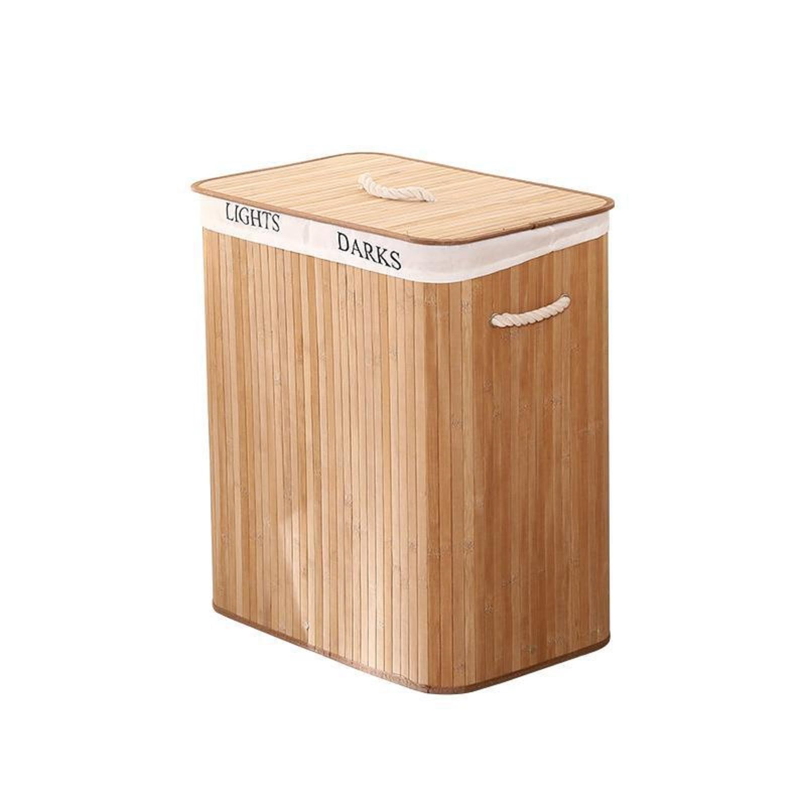 Warmiehomy Bamboo Laundry Basket 2 Compartments Laundry Basket with Lid ...