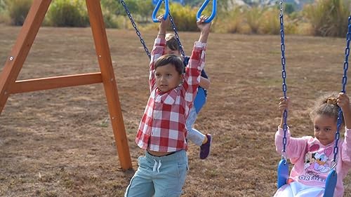 Miniatura 9 de Juego de columpios de madera para patio trasero, kit de bricolaje familiar para cualquier columpio, juego al aire libre para niños con barra