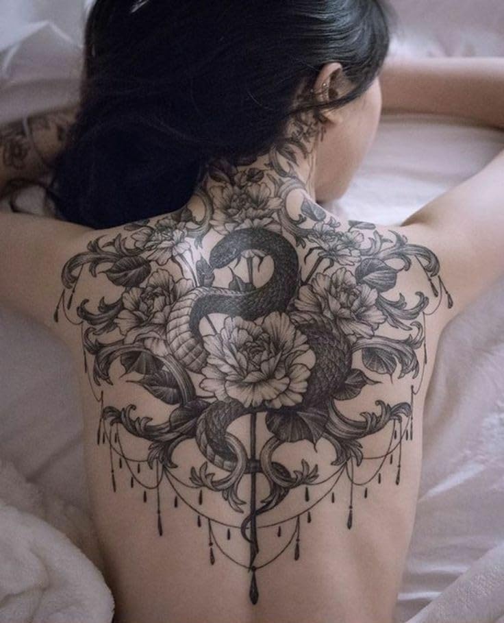 Temporary Floral Tattoos Adults for Women Temporary Neck Long Lasting Temp Realistic Fake Unique Tattoo Mandala Body flowers Sticker Women Real Looking Fake Tatoos (Temporary Tattoos Sticker 34) - Image 3