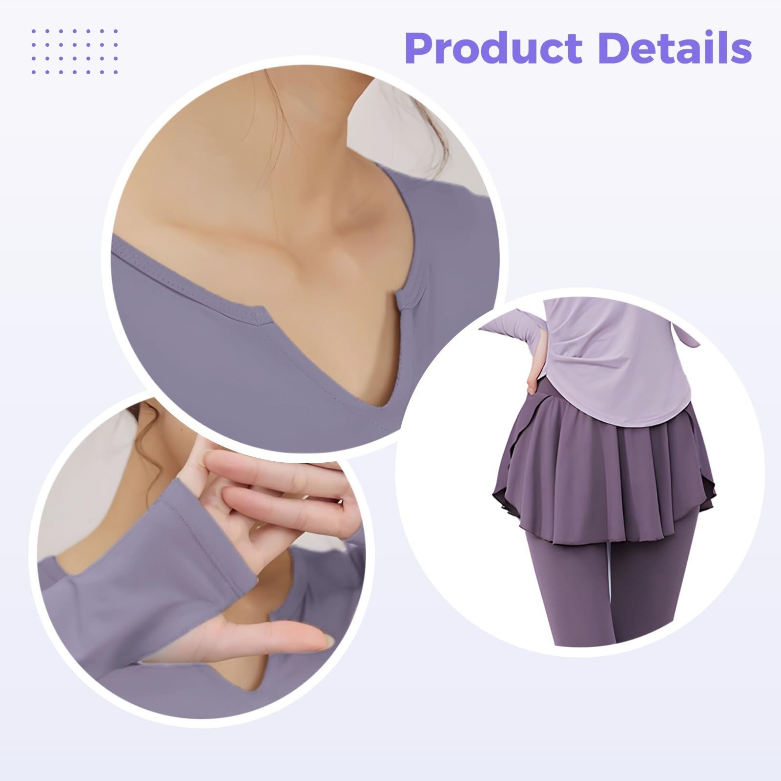 Conjunto de 5 piezas de yoga y entrenamiento para mujer, camiseta atlética de manga larga, pantalones deportivos de cintura alta con falda, tela transpirable que absorbe la humedad, ideal para fitness