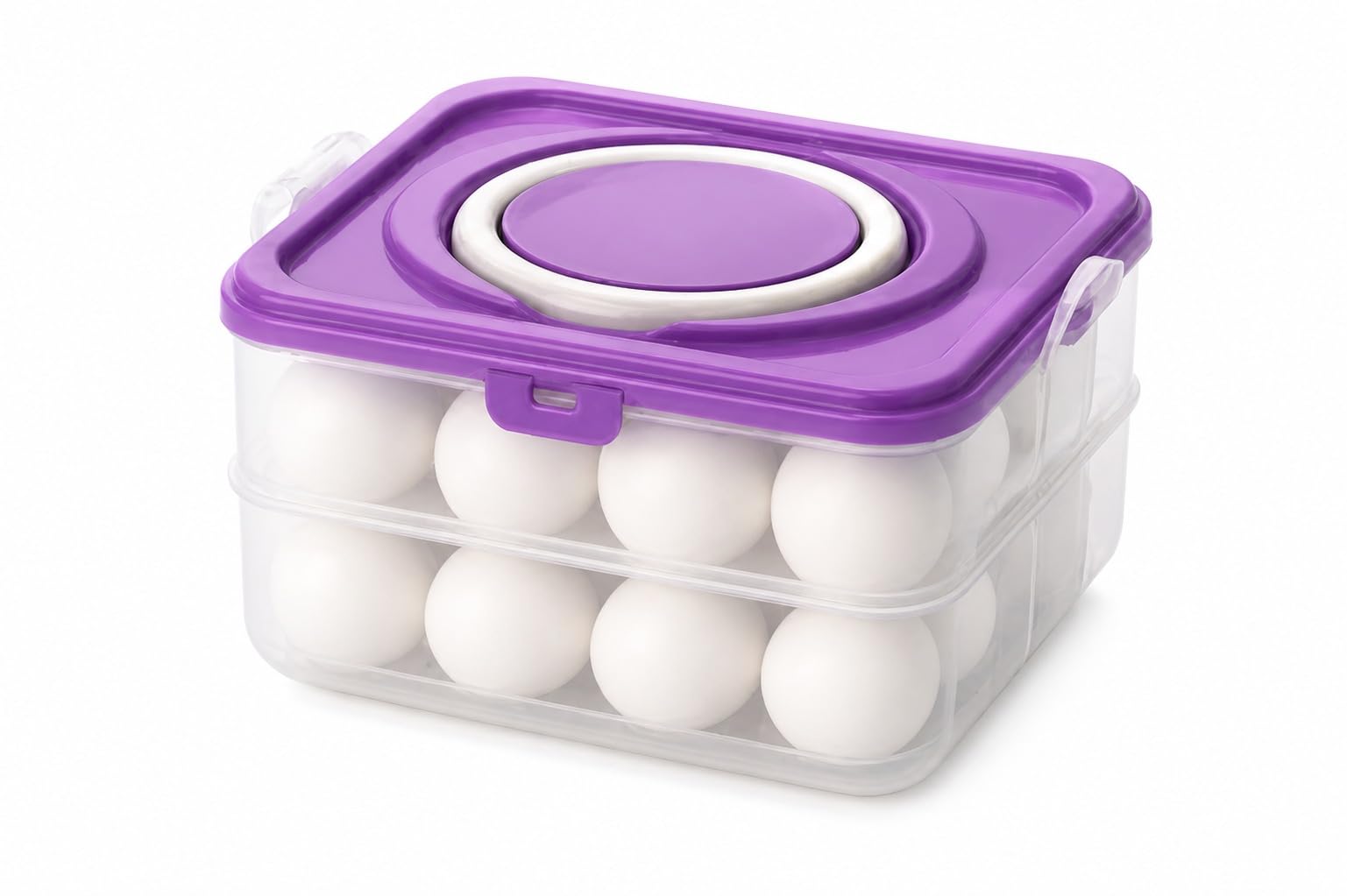 Treeky Egg Storage Box - Egg Refrigerator Rectangular Storage Tray Stackable Abs Plastic Egg Storage Containers For Fridge And Kitchen Egg Storage Basket With Carry Holder (2 LAYER EGG)