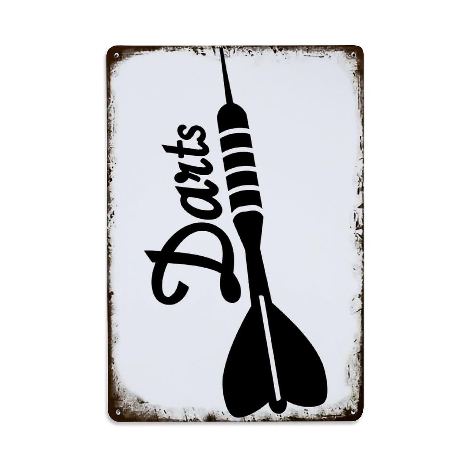 Jdfenggu Vintage Darts Dart Silhouette Sign Art Retro Metal Tin Sign, Decor Art Poster For Bar, Home, Man Cave, Kitchen, Laundry Room Gift 8X12inch
