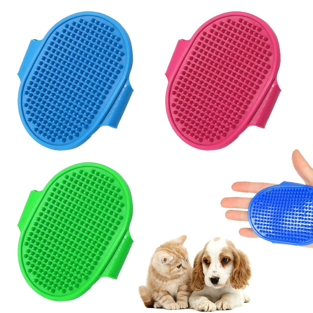 3 Brush Dog Short Hair Dog Bath Brushes for Dogs Pet Bath Brush Rubber Comb with Adjustable Handle for Dogs and Cats Long Hair