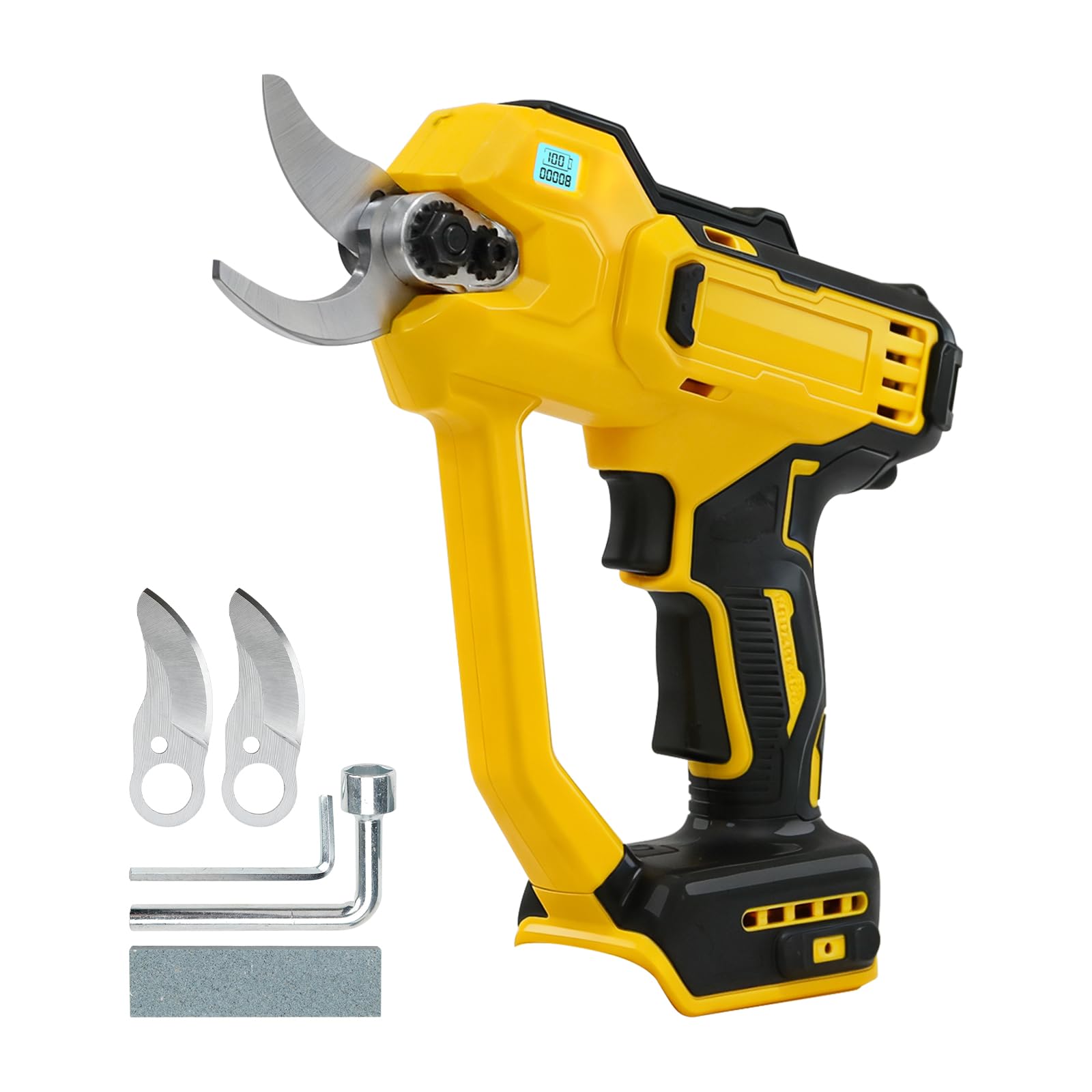 Forbici da giardino elettriche compatibili con batteria Dewelt da 18 V, forbici da giardino leggere da 35 mm, senza spazzole per giardini, frutteti a 2 marce, display digitale, lame di ricambio SK5