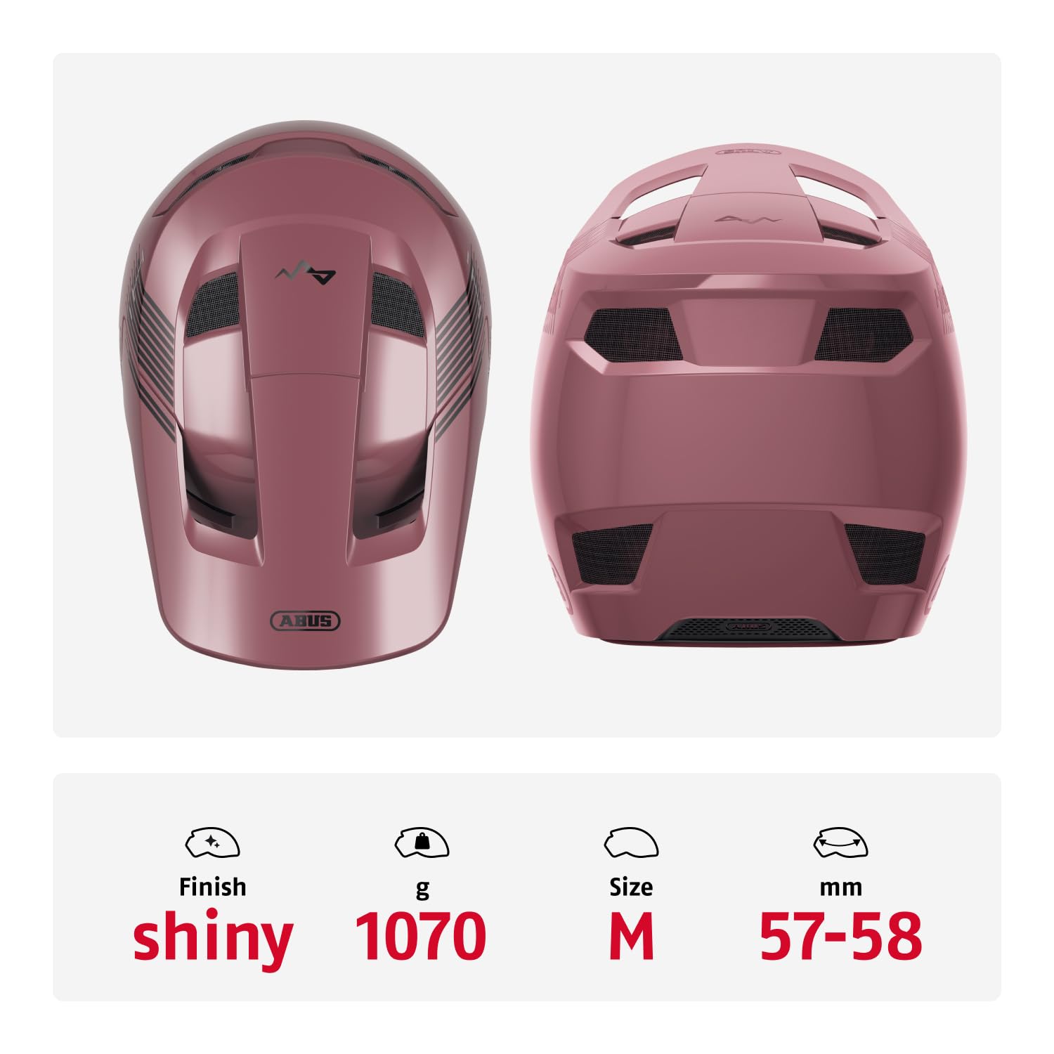ABUS Casco Downhill HiDrop, Fullface, Blush Red, Talla M | Casco de bicicleta ASTM con carcasa ABS para bicicleta de montaña, descenso, Enduro y Bikepark, para adultos y jóvenes