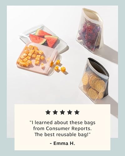 Miniatura 6 de W&P Porter - Bolsa de almacenamiento reutilizable de silicona, sándwich (36 onzas de pie de pie), color rubor, contenedor de almacenamiento de