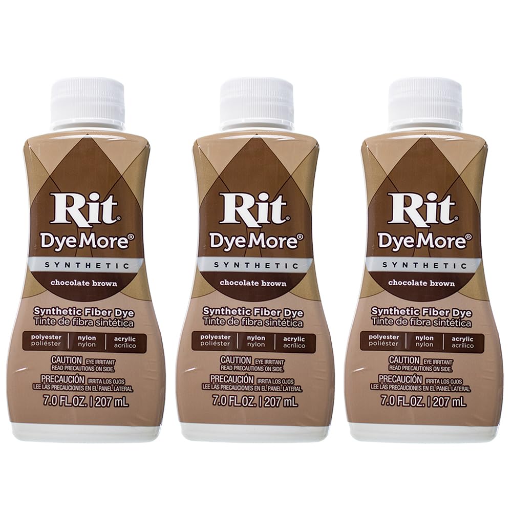 Rit DyeMore 7 Oz. Synthetic Liquid Fiber Dye for Clothing, Décor, and Crafts – Chocolate Brown (3 Pack)