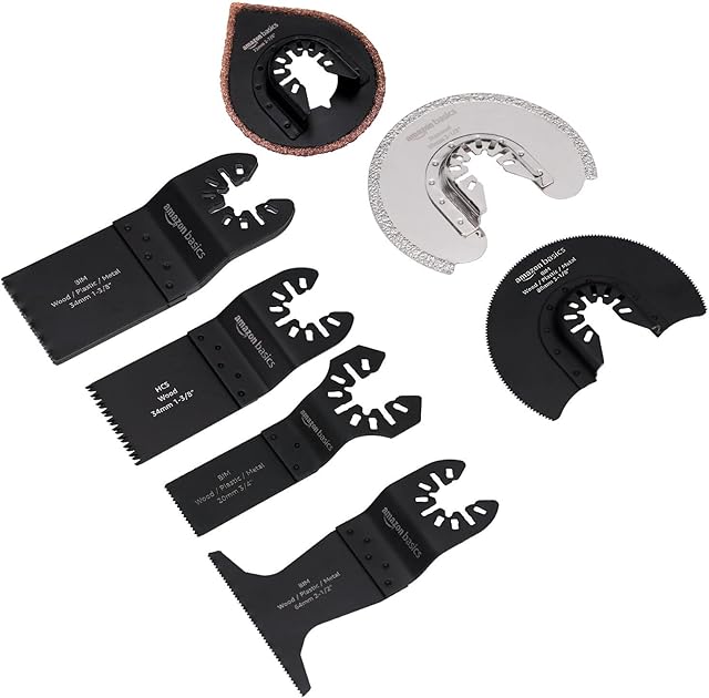 Amazon Basics Metal & Wood Oscillating Multi-Tool Quick Release Saw Blades, 8-Pieces