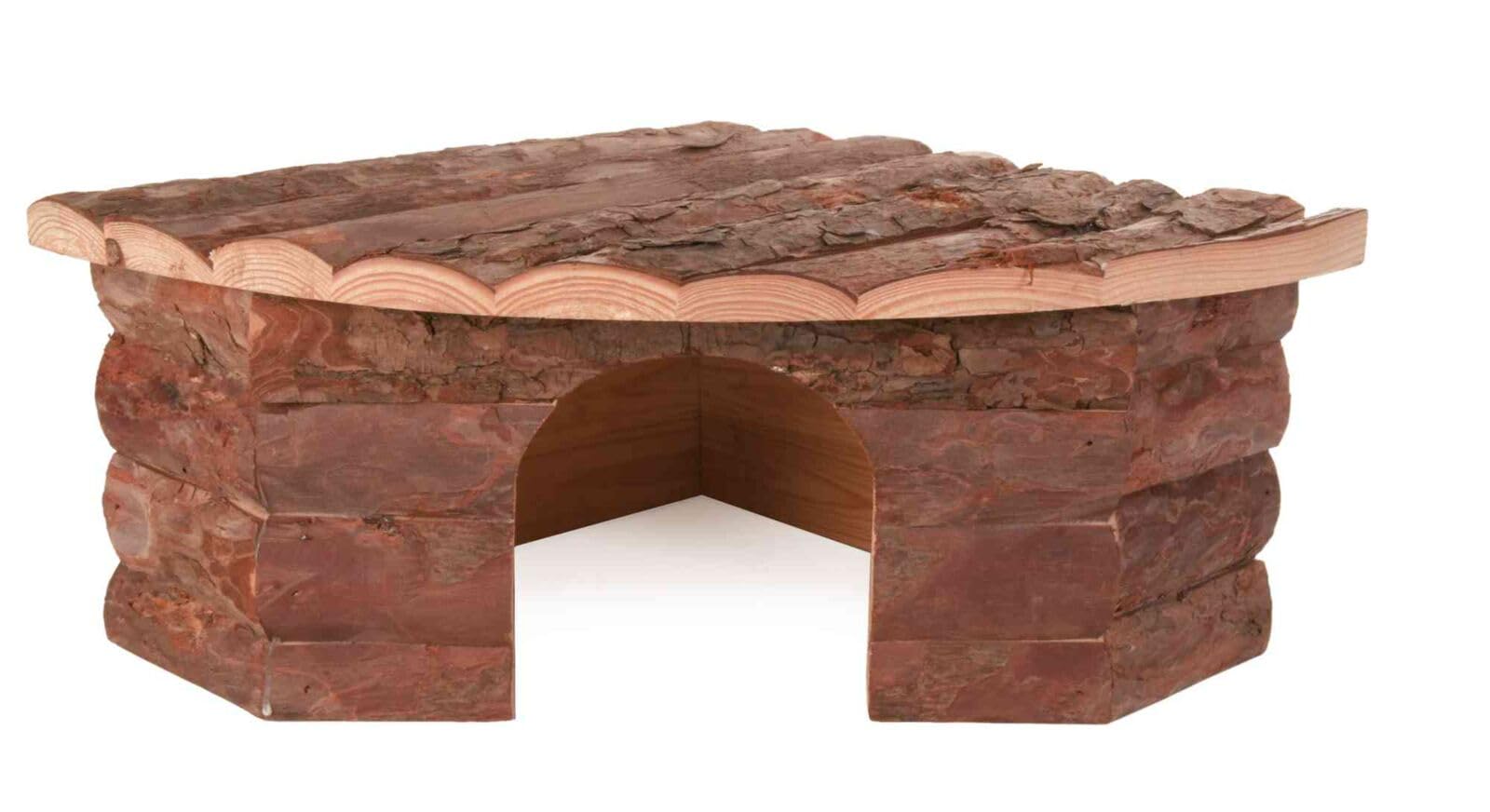 TRIXIE Maison d'angle Jesper pour cochons d'Inde et lapins nains, 42x30x30 cm, 62043, bois d'écorce