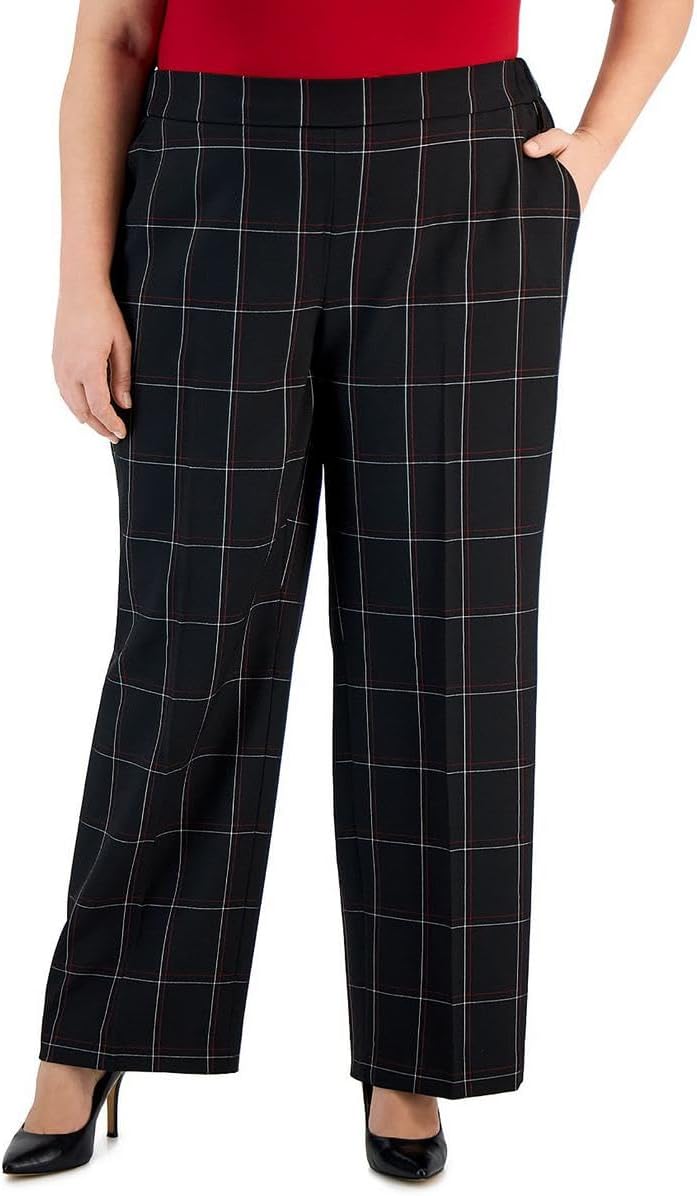 Kasper Womens Plus Mid-Rise Formal Dress Pants Black 3X