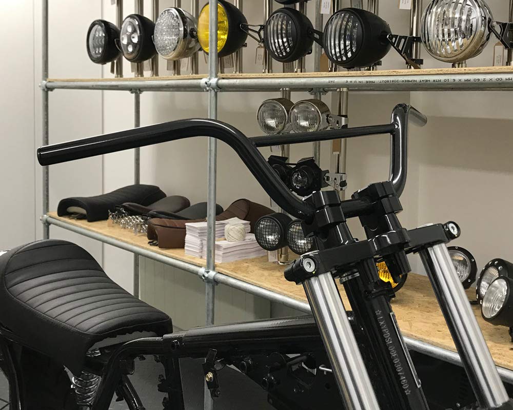 Moto Guidon Pour Singe Vélo Scrambler - 22mm 7/8" Avec 4.5" Montant - Noir