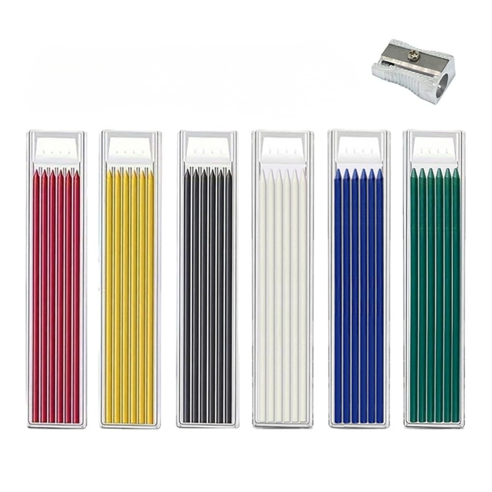 JOMPENS 2.8mm Colored Lead Refills, 36 Pack Multicolor Leads with Sharpener, Replacement Refills for Lead Holders, 6 Vibrant Colors (6pcs/Color)
