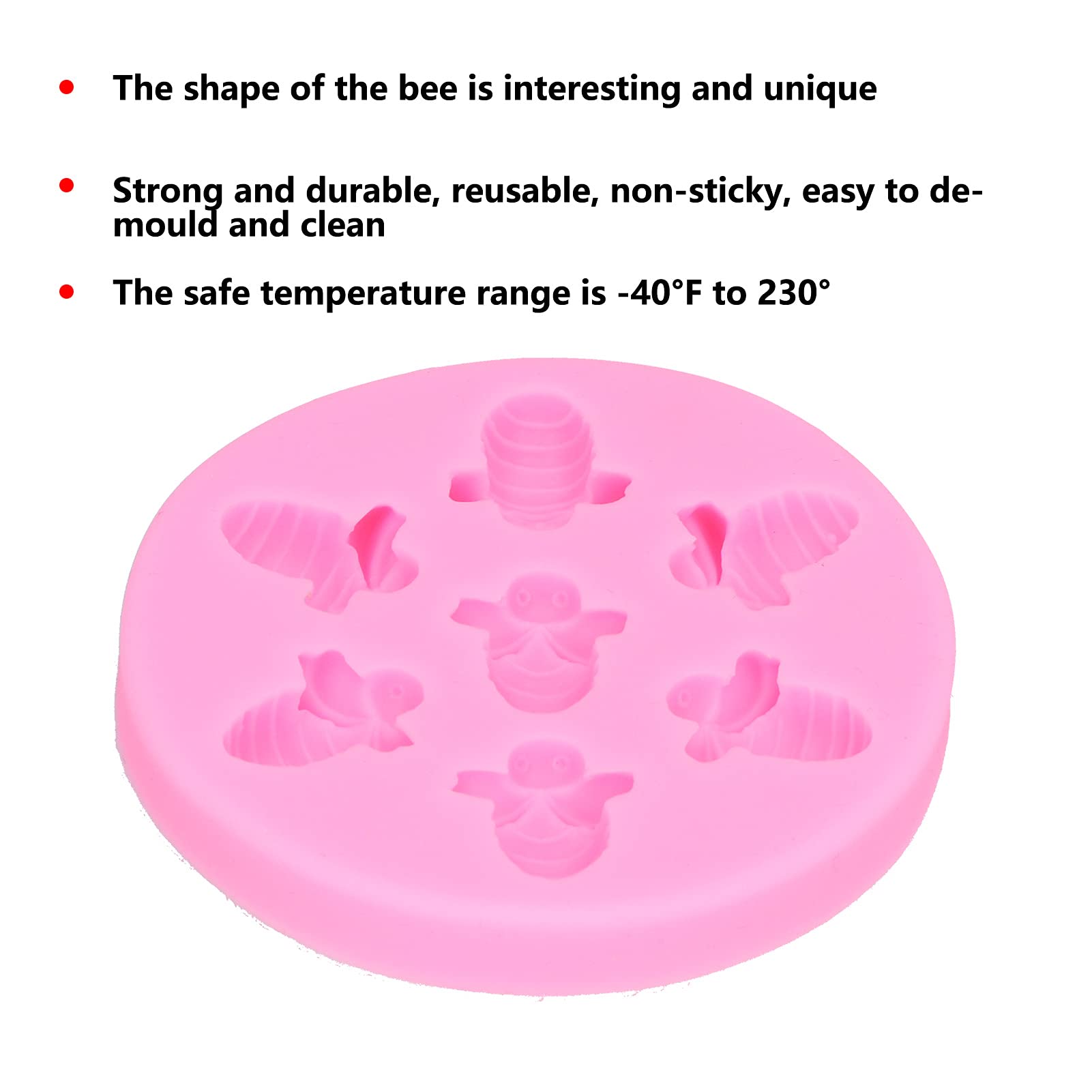 Cocoarm Formy Silikonowe w Kształcie Pszczoły Food Grade Formy do Ciasta Kremówki Różowy 69g Nonstick Elastyczna Forma na Czekoladki do Dekoracji Ciast Pieczenie DIY na Urodziny Wesele (PINK)