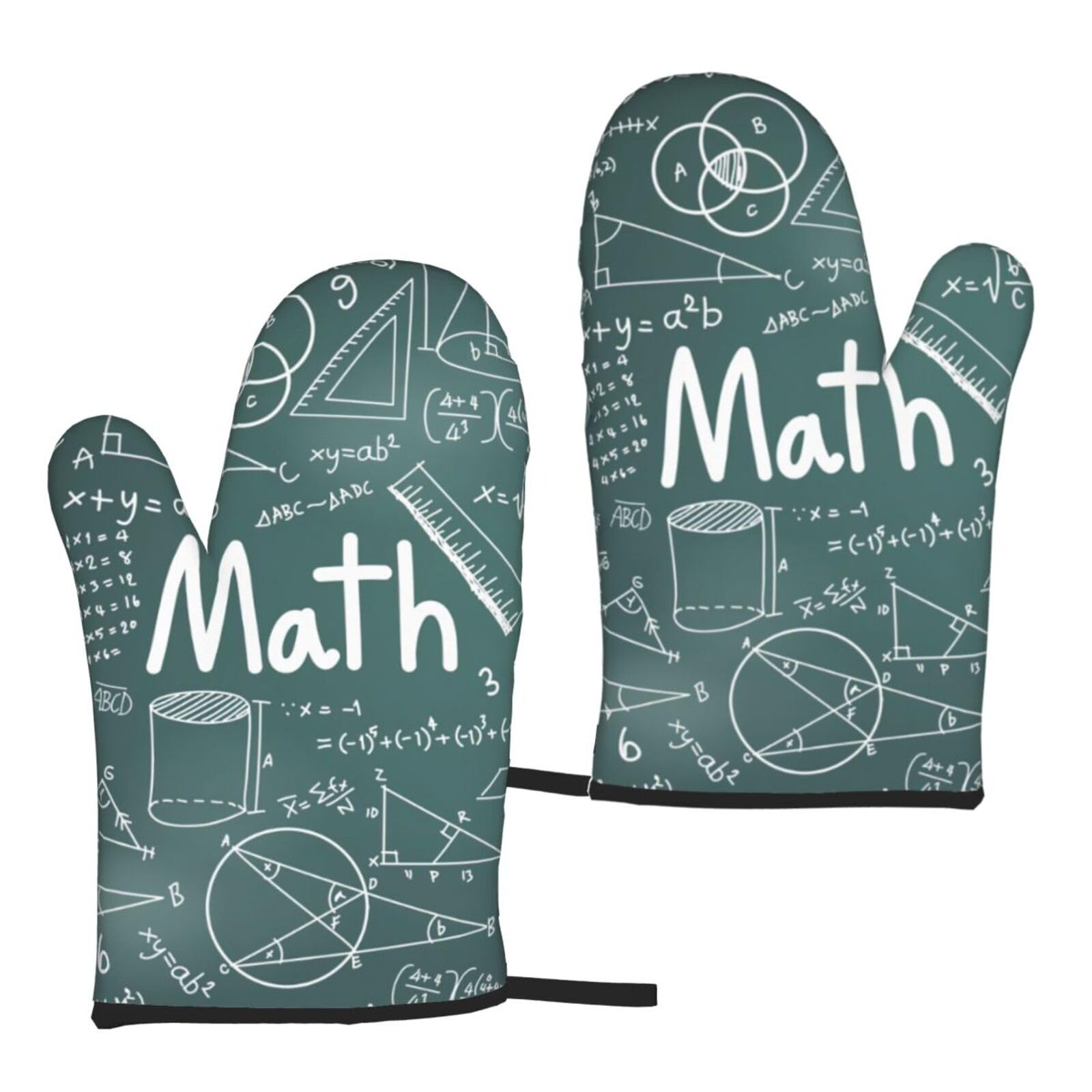 Math Lesson Word Print Heat Resistant Universal Fit Oven Microwave Gloves Home Cooking Baking Grilling