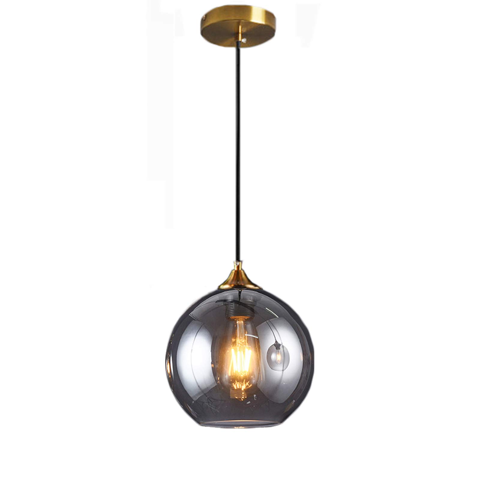 Pendelleuchte Shadow Wave Grau – Glaskugel Ø 30 Cm, 75 W E27, Moderne Deckenleuchte Für Wohnzimmer