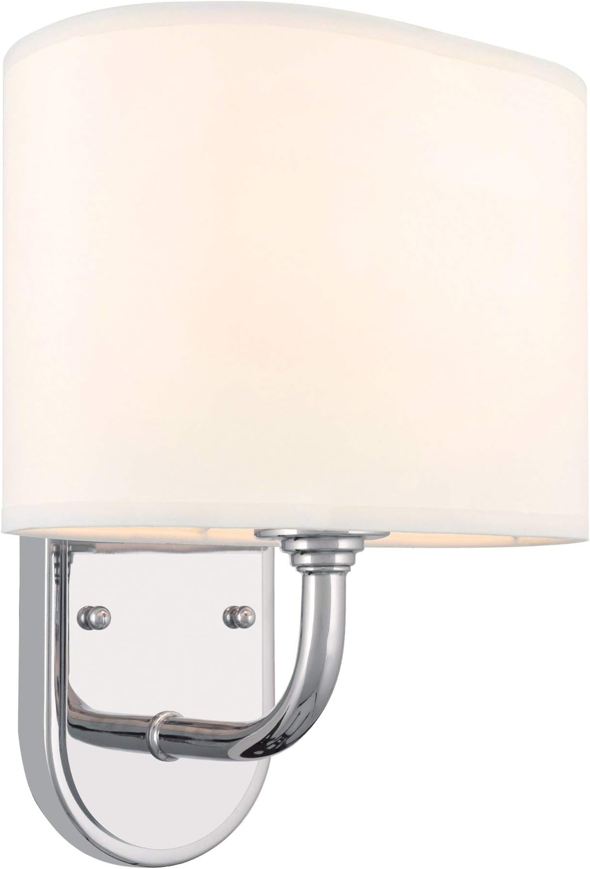 Kira Home Hewitt 9" 1-Light Modern Wall Light/Wall Sconce + Oval White Fabric Shade, Chrome Finish