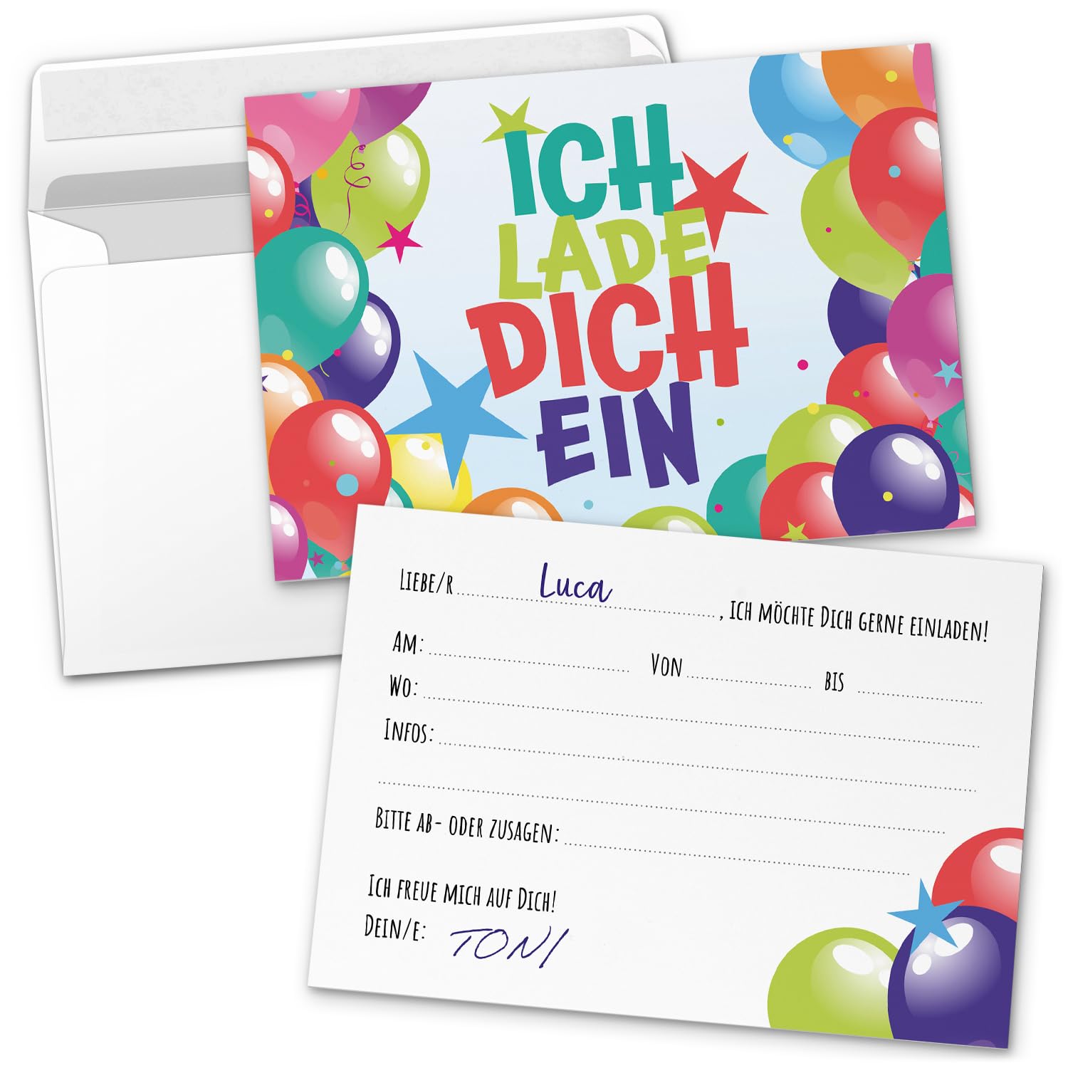 YQV HBYQK-B58 Geburtstagseinladungskarten, 20 Stück + Umschläge, 10,2x15,2 Cm, Aus Stabilem Karton