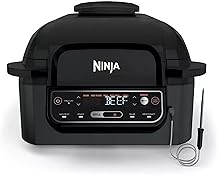 Ninja Foodi Pro 5-in-1 Indoor Integrated Smart Probe, 4-Quart Air Fryer, Roast, Bake, Dehydrate, an Cyclonic Grilling Technology, with 4 Steaks Capacity, in a Stainless Finish
