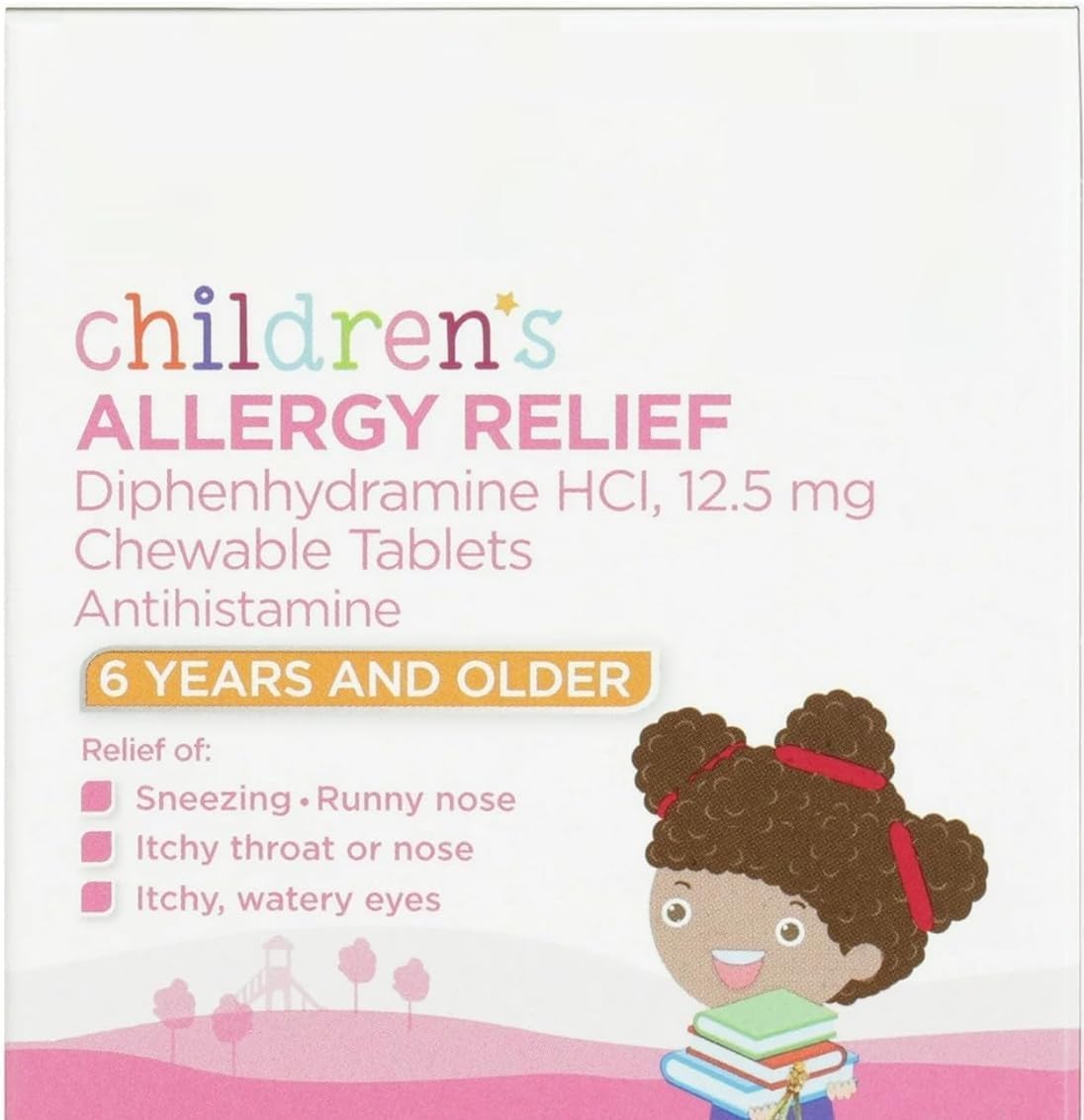 SEDLAV Children's Diphenhydramine Allergy Relief Chewable Tablets, 12.5 mg, Grape Flavor, Ages 6 Years and Older, 20 Count, Compare to Children's Chewables Active Ingredient, Sticker