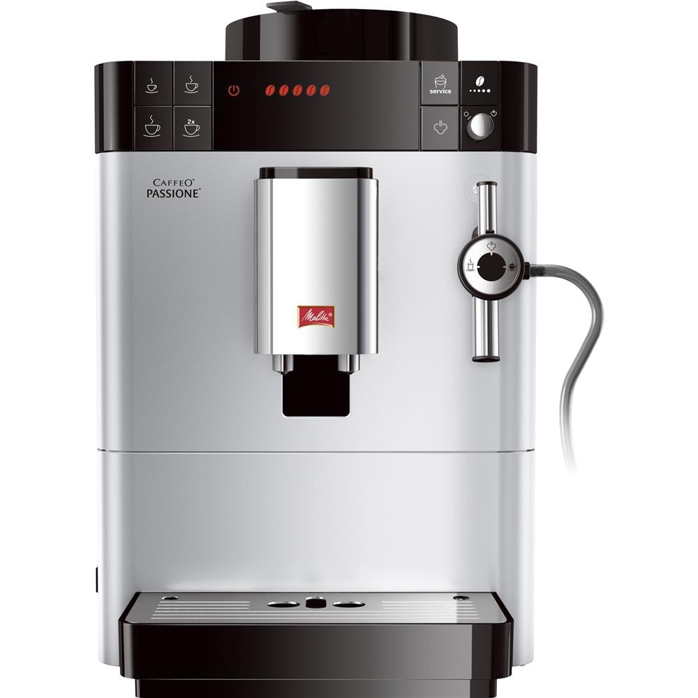 Melitta, Passione F530-101, Cafetera Automática con Molinillo, Café en Grano, Sistema de leche, Limpieza Automática, Personalizable, 15 Bares, Plata, 1,2 litros