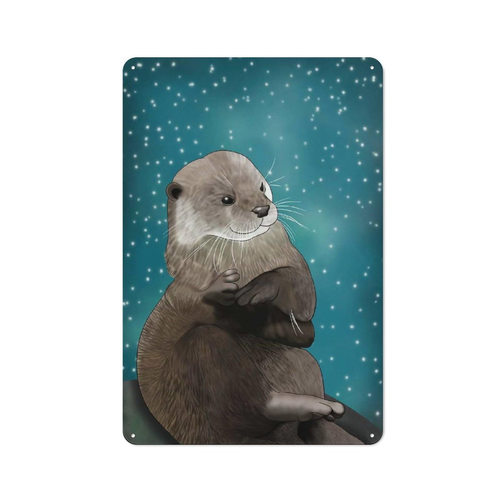 Tin Wall Plaque 30x20cm with Otter for Man Cave Or Games Room, A Housewarming Gift for Leisure-room Decor Enthusiasts