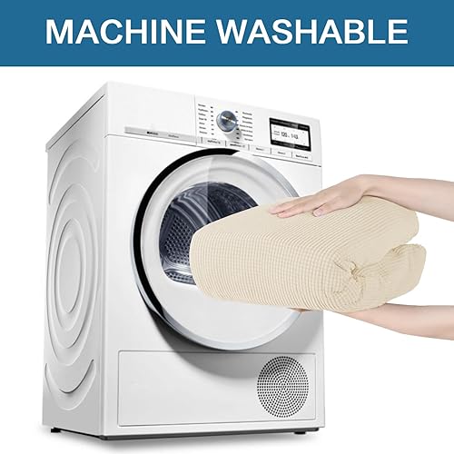 Miniatura 8 de H.VERSAILTEX Fundas elásticas para sofá de 1 pieza, fundas para sofás y sofás de 3 plazas, con tela de jacquard gruesa a cuadros con parte inferior