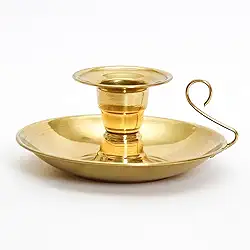 Castiçal Artesanal em Cobre e Bronze, 4 cm Altura, 9 cm Base, Dourado