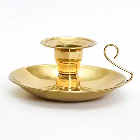 Castiçal Artesanal em Cobre e Bronze, 4 cm Altura, 9 cm Base, Dourado