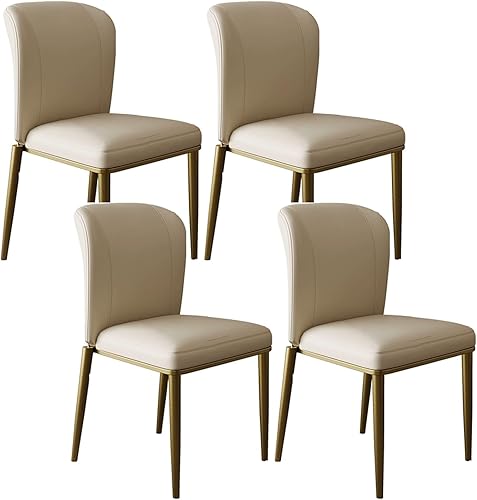 Miniatura 10 de JKGHK Leather Dining Chairs, Kitchen Chairs with Cushioned Pad Seat, Armless Dining Room Chair with Metal Legs, Living Room Chair for Home, Offices,