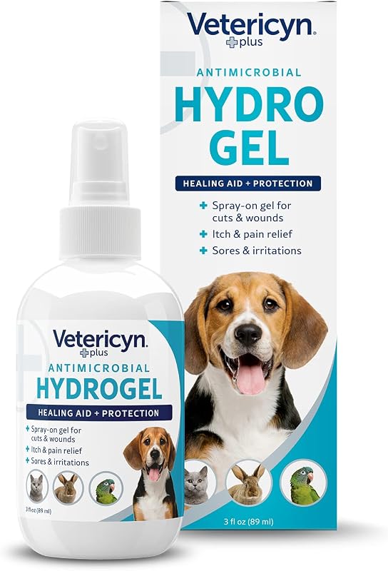 Plus Dog Wound Care Hydrogel Spray | Healing Aid and Wound Protectant, Sprayable Gel to Relieve Dog Itchy Skin, Safe for All Animals. 3 Ounces